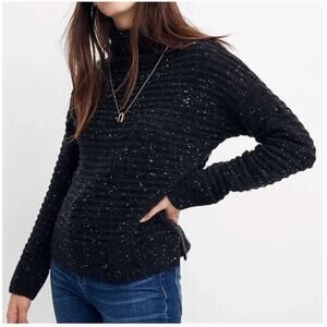 Madewell Donegal Belmont Mockneck Sweater Black Coziest Yarn K5425 Size XS